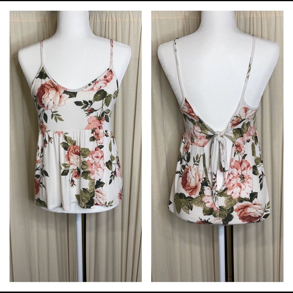 SHELLY- FLORAL DELICATE BOHO ROSE FLOWY TOP S/M